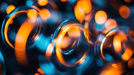 Poster - Abstract close-up of glass rings with a warm, glowing background.