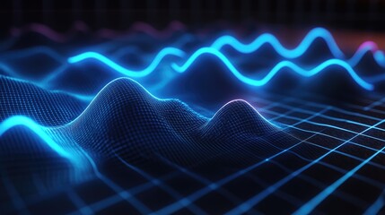 Poster - Abstract Visualization of Blue Sound Waves