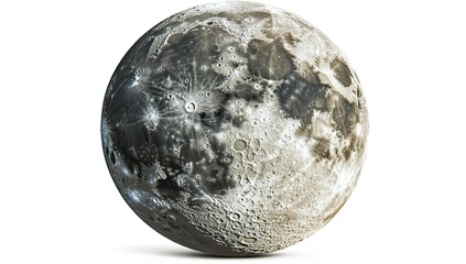 moon, ultra-realistic photography, isolated on a white background.