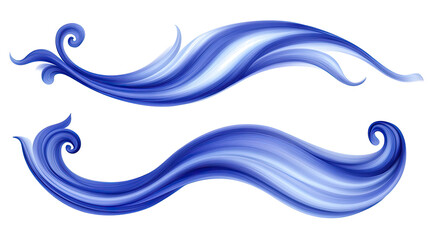 Poster - Abstract Blue Swirl Waves on Transparent Background Generative AI