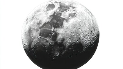 moon, ultra-realistic photography, isolated on a white background.