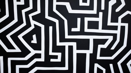 Poster - Abstract Black and White Maze Pattern Design