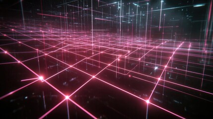 Poster - Futuristic Grid Animation with Neon Lines and Glow