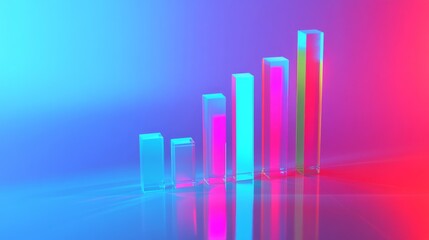 Leinwandbilder - Colorful Abstract Bar Graph on Reflective Surface