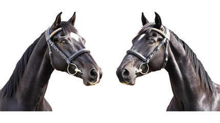 Poster - Black Horses Showcasing Their Beauty Against a Transparent Background Generative AI