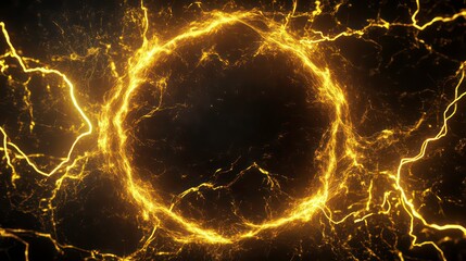 Poster - A glowing circular design with electric arcs and a dark background, suggesting energy or power.