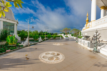 The background of an important tourist attraction in Khon Kaen Province (Wat Thung Setthi) is a large pagoda in the middle of a swamp, tourists always come to see the beauty in Thailand