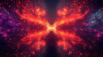 Poster - Vibrant Cosmic Butterfly Nebula in Deep Space