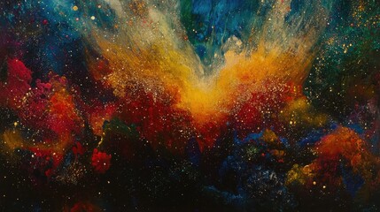 Poster - Vibrant Abstract Cosmic Explosion in Colorful hues