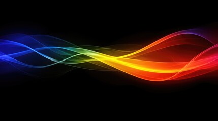 Poster - Colorful Abstract Wave Patterns on Black Background