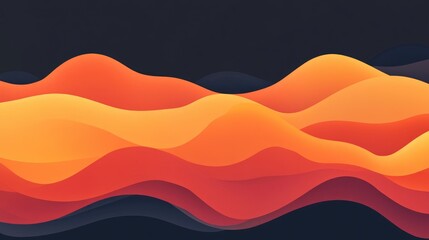 Poster - Abstract Waves of Warm Colors on Dark Background