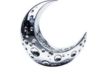 chrome moon on transparent background.