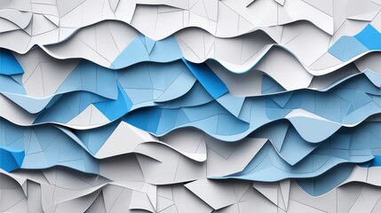 Poster - modern geometric 3d mosaic graphics lowpoly template as backdrop abstract background with polygons squares and lines pattern for presentation and copy space banner gray and blue design elements
