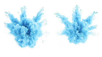 Poster - Dynamic Blue Powder Explosions Captured on a Transparent Background Generative AI