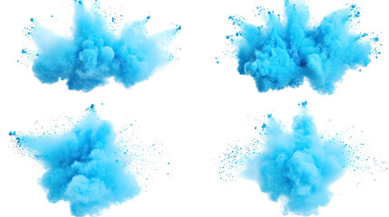 Poster - Blue Explosions Creating Vibrant Clouds on Transparent Background Generative AI