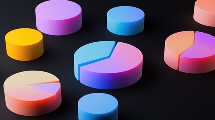Poster - Colorful Geometric Shapes on Dark Background