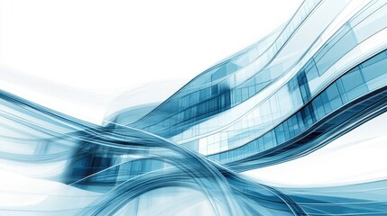 Poster - Abstract Flowing Waves in Blue Tones