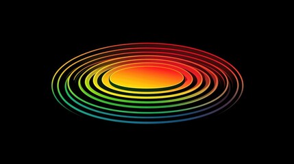 Poster - Colorful Circular Waves on Black Background