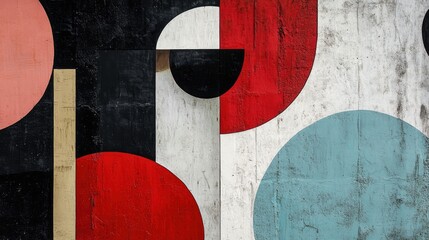 Poster - Abstract Geometric Shapes in Bold Colors on Wall