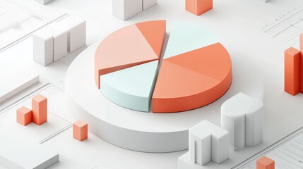 Poster - Modern 3D Pie Chart with Geometric Shapes