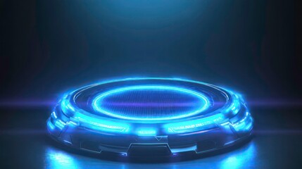 Poster - A futuristic platform with glowing edges, suggesting advanced technology or teleportation.