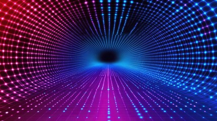 Poster - Colorful Digital Tunnel with Dots and Lines