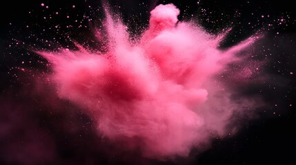 Aufkleber - A vibrant explosion of pink powder against a dark background, creating a dynamic visual effect.