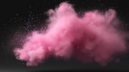 Poster - A vibrant pink cloud of powder against a dark background, evoking a dreamy atmosphere.