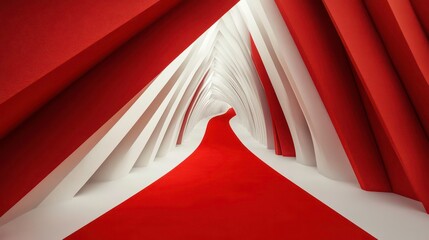 Aufkleber - A serene pathway through flowing white fabric, leading to a bright, undefined space.