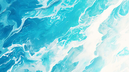 Poster - Vibrant abstract image showcasing deep blue and turquoise swirls with white highlights, evoking a sense of movement and fluidity for graphic resources.
