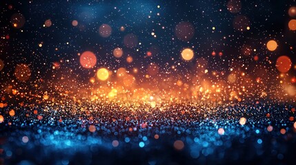 Abstract bokeh lights background with blue and orange colors