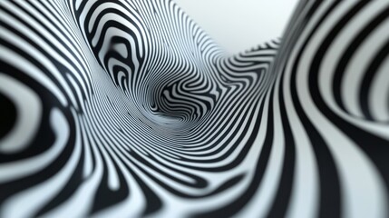 2410_055.abstract alternating black and white stripes, flowing wavy lines creating an optical illusion, bold high-contrast pattern, smooth dynamic curves, hypnotic and distorted design, minimal