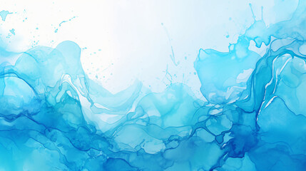 Poster - Abstract watercolor illustration featuring flowing shades of blue and soft splashes against a light background for graphic resources.