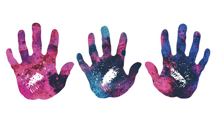 Poster - Colorful Handprints in Various Shades on a Transparent Background Generative AI
