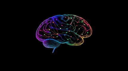 Poster - colorful abstract brain with neural connections