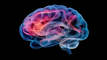 Poster - Colorful Abstract Brain with Flowing Light Effects