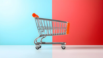 Shopping Cart on Colorful Background