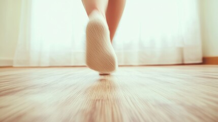 Aufkleber - Blurry Morning Step Abstract Foot and Slipper with Symmetrical Warm Tones