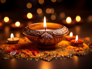 burning candle in Diwali