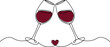 © Nethmi - Continuous Line Drawing of Two Wine Glasses Toasting with Heart