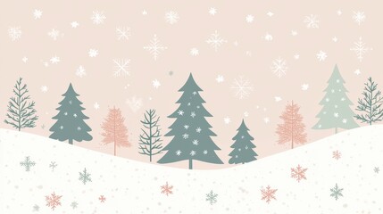 Poster - Minimalist Christmas Wallpaper with Simple Trees