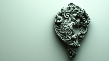  Ornate decorative element with intricate detailing on a smooth surface.