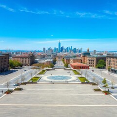 Aerial view of a downtown los angeles at sunset aerial city Ultra realistic Photorealistic 