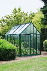 Minimalist Greenhouse in Lush Garden Setting for Sustainable Design