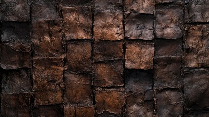 Sticker - Artistic representation of a handmade brown brick wall texture, perfect for backgrounds. This handmade brick wall texture provides a unique canvas with ample copy space for design projects.