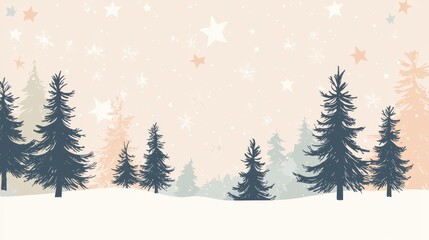 Poster - Minimalist Holiday Wallpaper with Trees and Stars