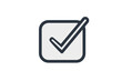 © Rattanathip - Minimalist checkbox icon with a sleek design, symbolizing completion and approval in digital formats. Perfect for UI/UX and web design.