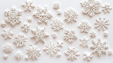 Poster - Elegant Snowflake Patterns on a White Background
