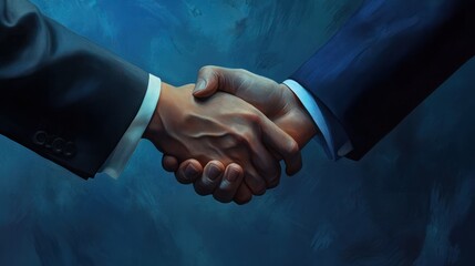 business partners shake hands after a meeting on the background.