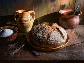 Wall Mural - traditional bread and a jug